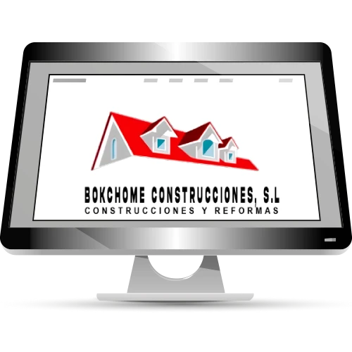 Monitor con sombra para la web en construcción de Bokchome Construcciones